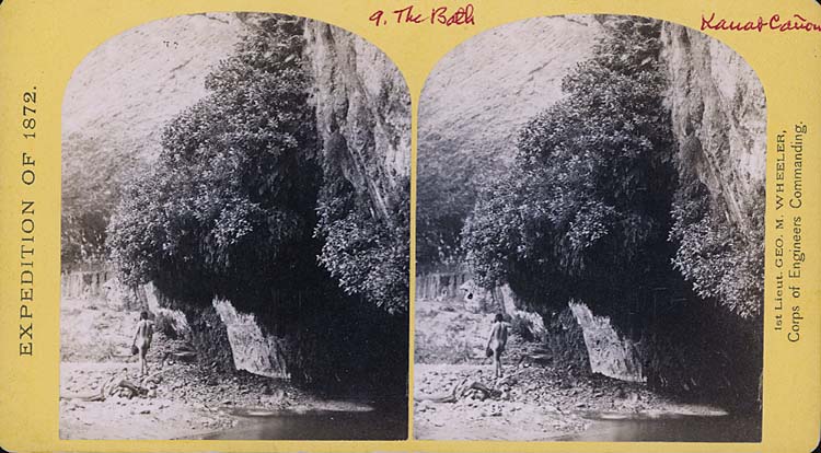 Naked guy in Kanab Canyon stereoview