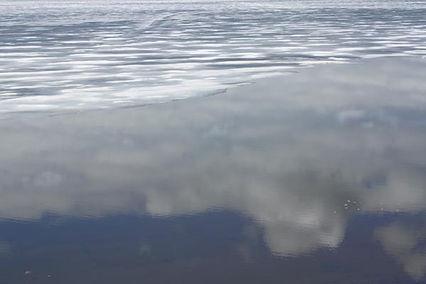 Clouds and ice, Yellowstone Lake