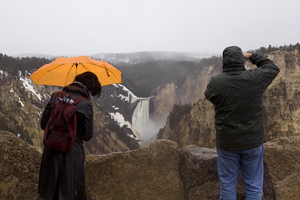 Tourists at the Lower Falls, Yellowstone River